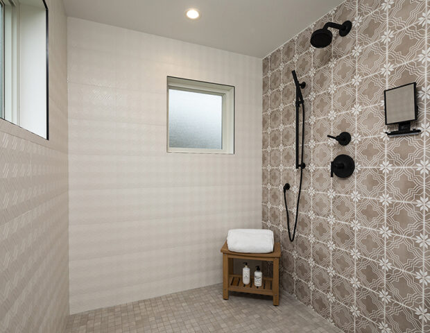 Large walk in Shower with ceramic tile