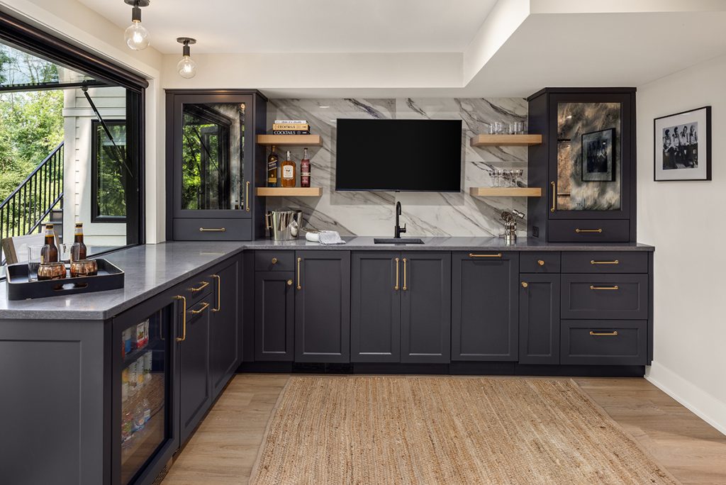 Wet bar in lower level family room
