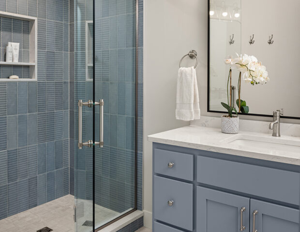 Blue is the color in this gorgeous Boyer Building remodeled master bath