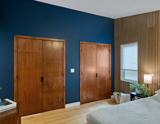 Custom built alder wood closet doors & Hub Focal Wall