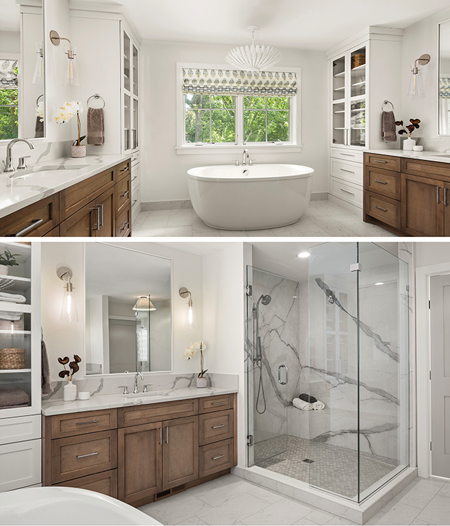 Boyer Building custom home includes this beautiful, expansive master bathroom.