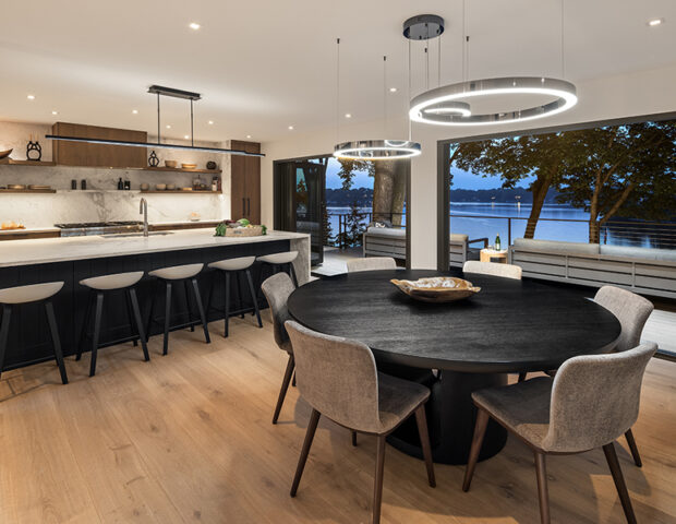 Eating area off of large kitchen in St Albans Bay Lake Minnetonka Boyer Building Remodel