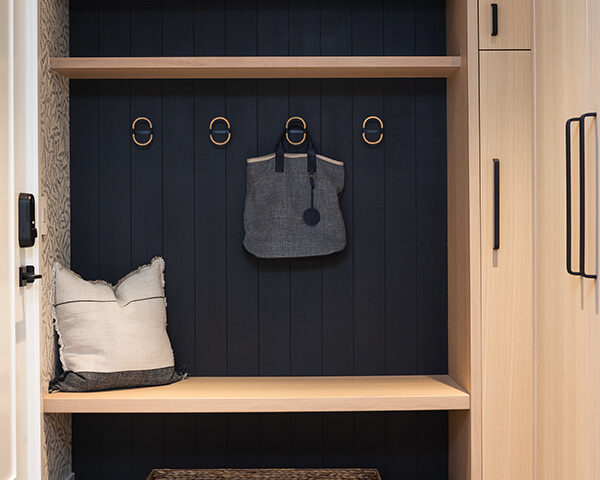 Mudroom off of garage in St Albans Bay Lake Minnetonka Boyer Building Remodel