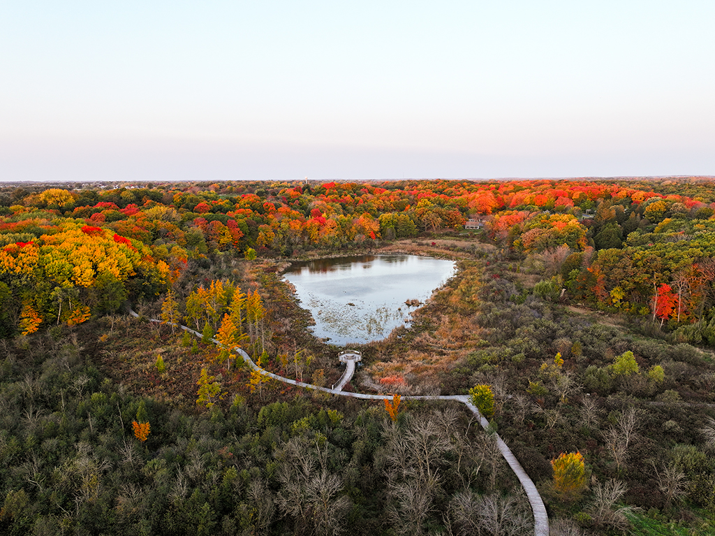 Boyer Building's boardwalk which was built for MN Landscape Arboretum