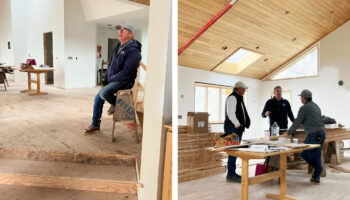 Paul Boyer and Tom Henjum of Boyer Building visit the progress at our Lake Minnetonka home.