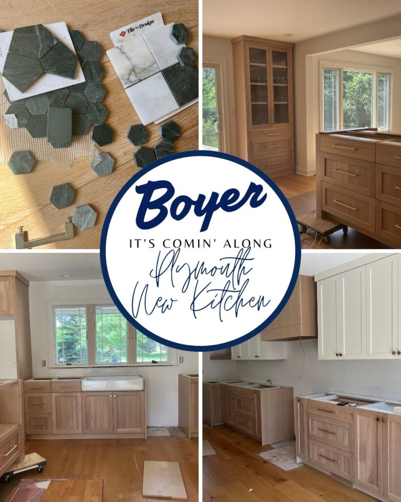 Full kitchen remodel in Plymouth is taking shape with new custom cabinetry, floor, etc. 