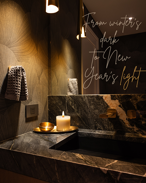 Boyer Building dramatic powder bathroom