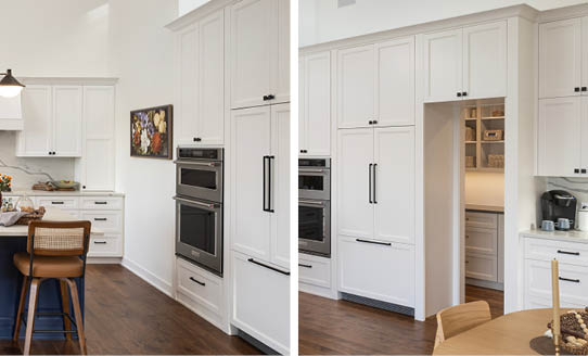 Peek-a-boo built in pantry in new Boyer Building remodeled Lake Minnetonka kitchen.