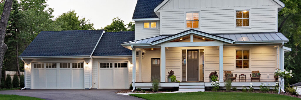 Contemporary farmhouse construction by Boyer Building Corporation