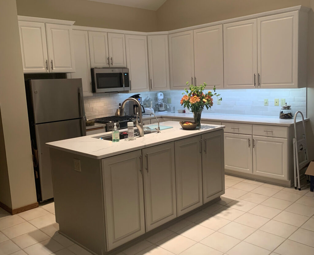 The before photo of our townhome in Shorewood had a small, dark kitchen