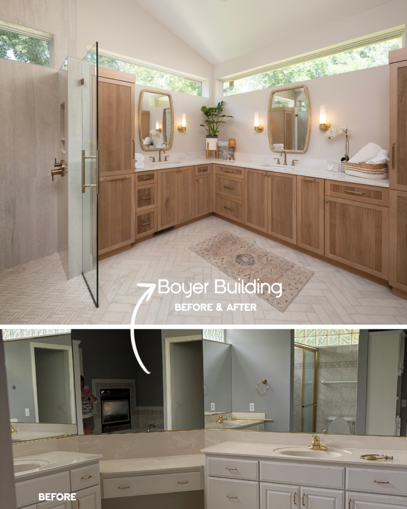 Boyer Building Before and After of Primary Bathroom