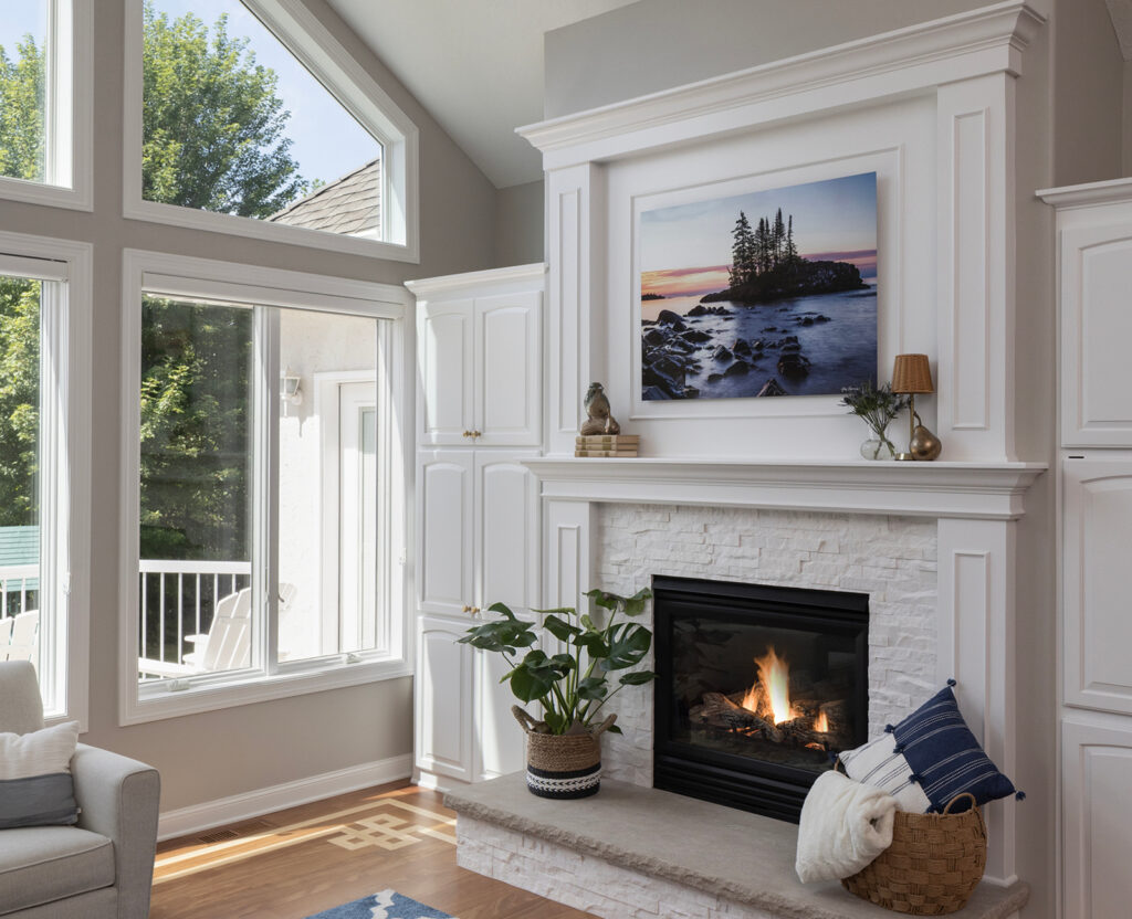Refreshed Eden Prairie fireplace in white