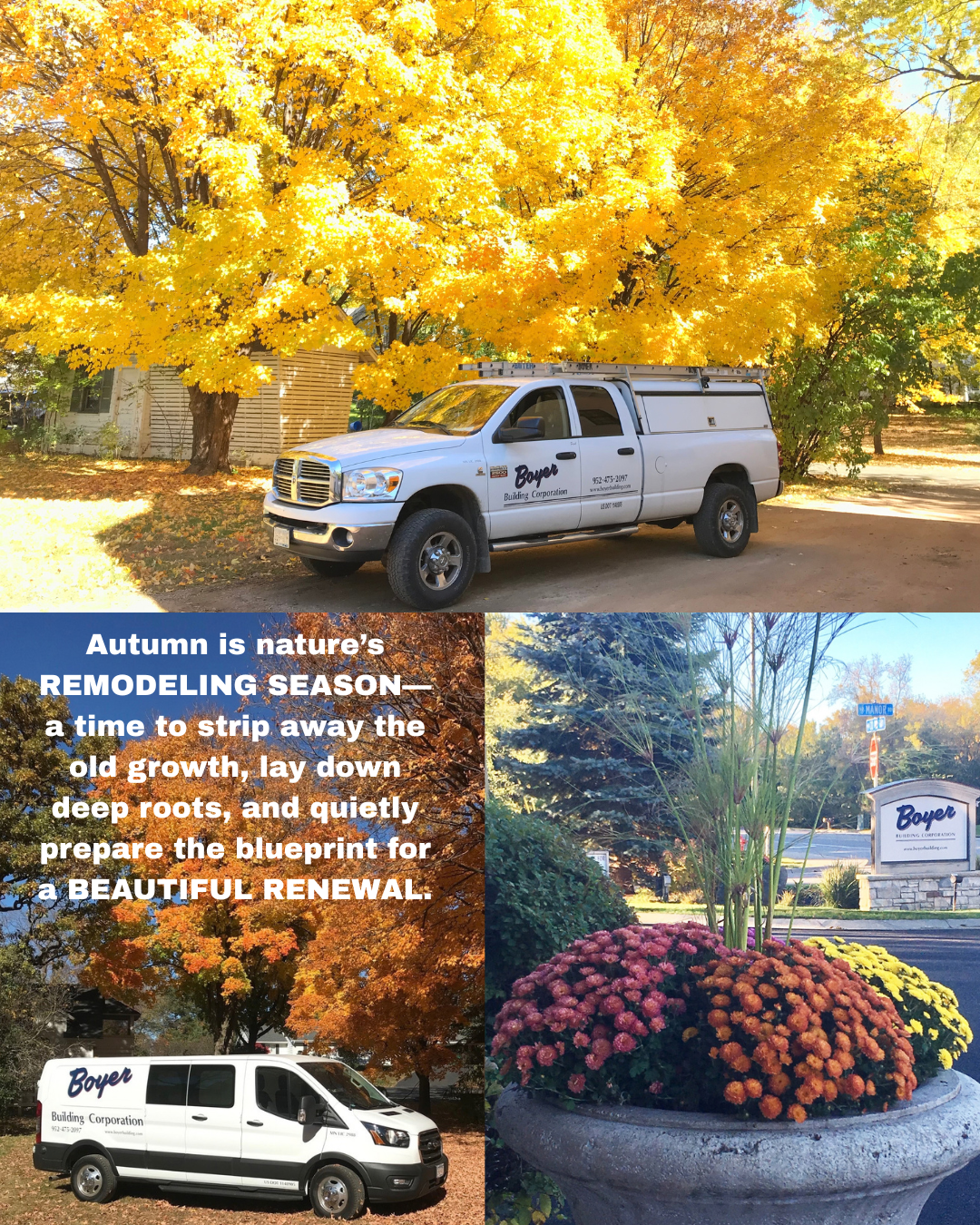 Falls colors with Boyer Building Corp's trucks